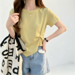 Cotton Casual Knot Front T-Shirt for Everyday Wear - Image 3