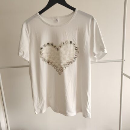 Women’s 3D Sequin Heart T-Shirt