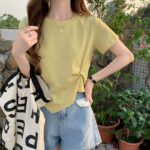 Cotton Casual Knot Front T-Shirt for Everyday Wear